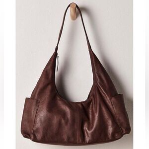 NWT Free People Weho Slouchy Leather Tote Bag in Espresso / Chocolate Brown
